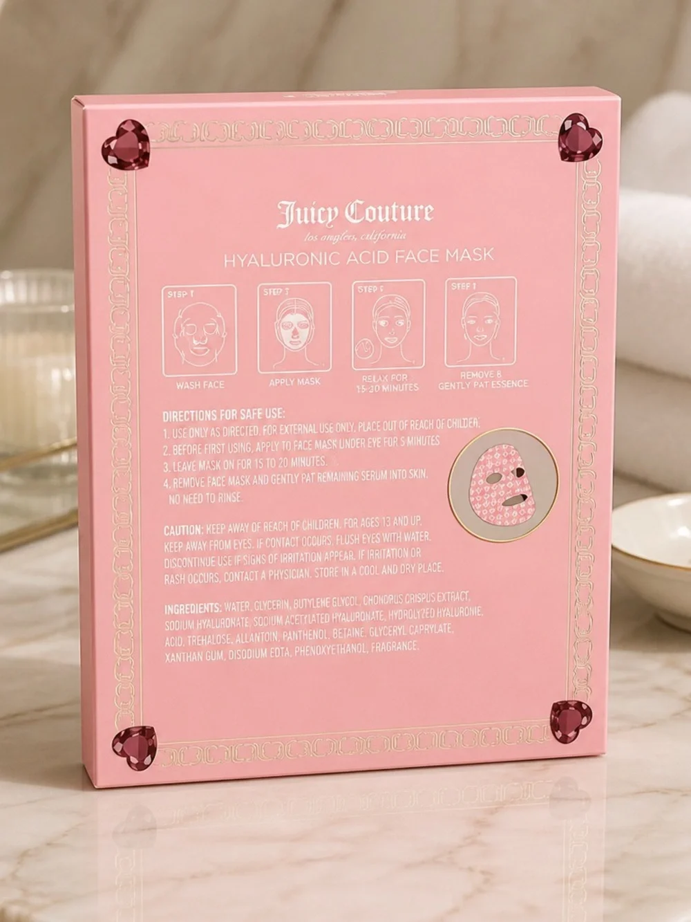 Juicy Couture Hyaluronic Acid Face Mask 6 Pack Gift Set NIB